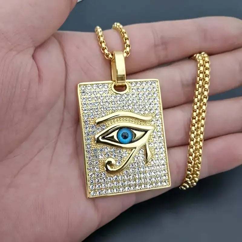 Colgante Rectangular Ojo de Horus Dorado