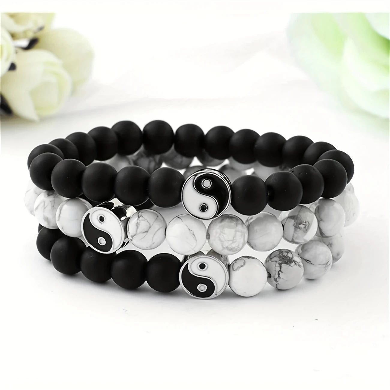 Pulsera de Piedra Natural Yin Yang Tai Chi