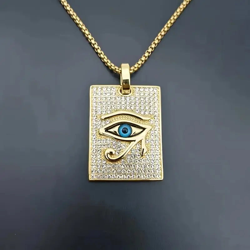 Colgante Rectangular Ojo de Horus Dorado