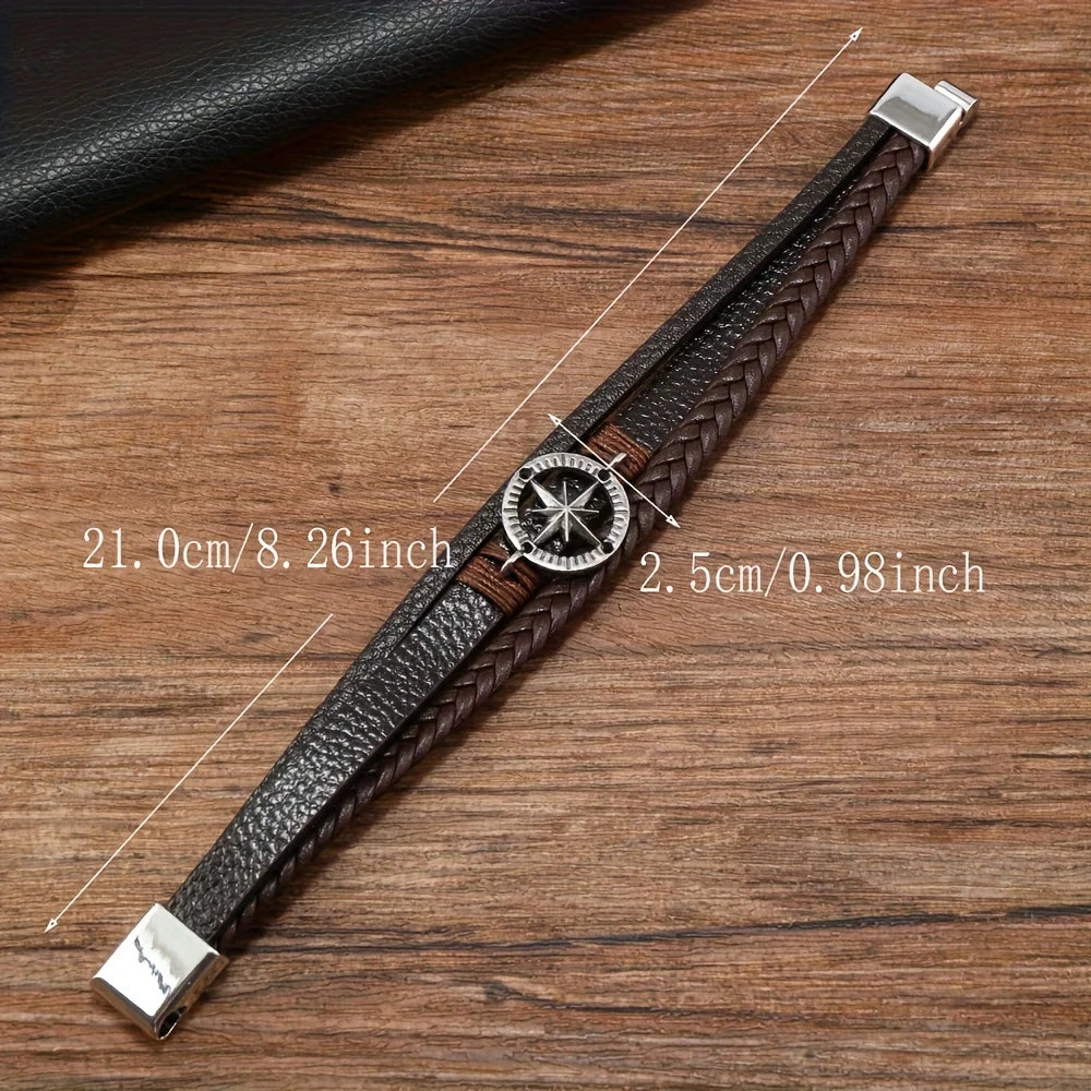Pulsera Trenzada de Cuero Sintético con Estrella