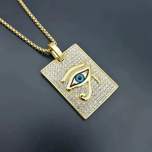 Colgante Rectangular Ojo de Horus Dorado