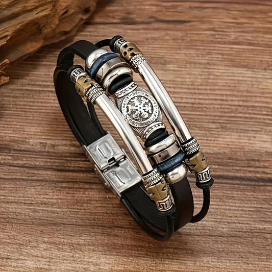 Pulsera de Cuero Sintético Estilo Vikingo Vintage
